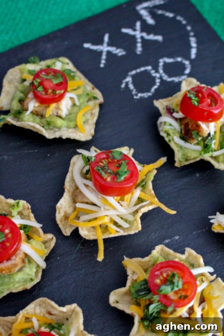Delicious Chicken Nacho Bites on a platter, ready for game day