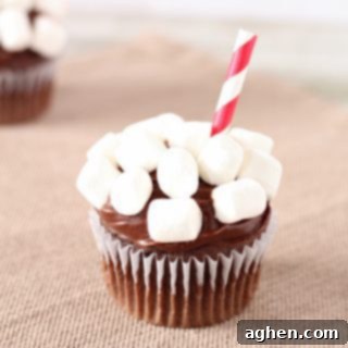 Turn a boxed Devil's Food Cake Mix, store bought icing, and mini marshmallows into fun hot chocolate cupcakes with this easy recipe.