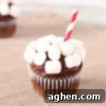 Turn a boxed Devil's Food Cake Mix, store bought icing, and mini marshmallows into fun hot chocolate cupcakes with this easy recipe.