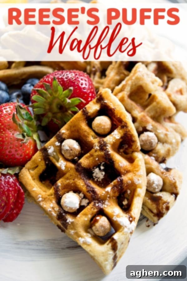 Combine two breakfast favorites -- cereal and waffles -- with this rich and peanut-buttery Reese's Puffs cereal waffles recipe.