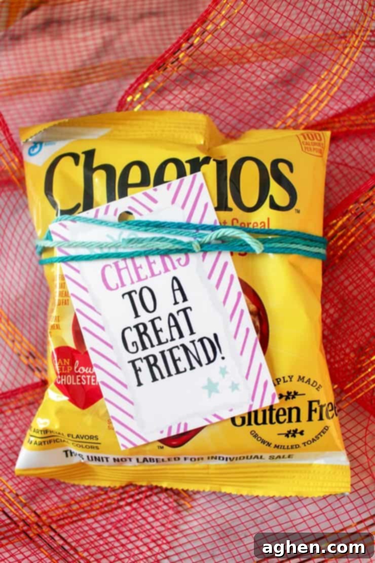 Cheers to a great friend label on bag of Cheerios