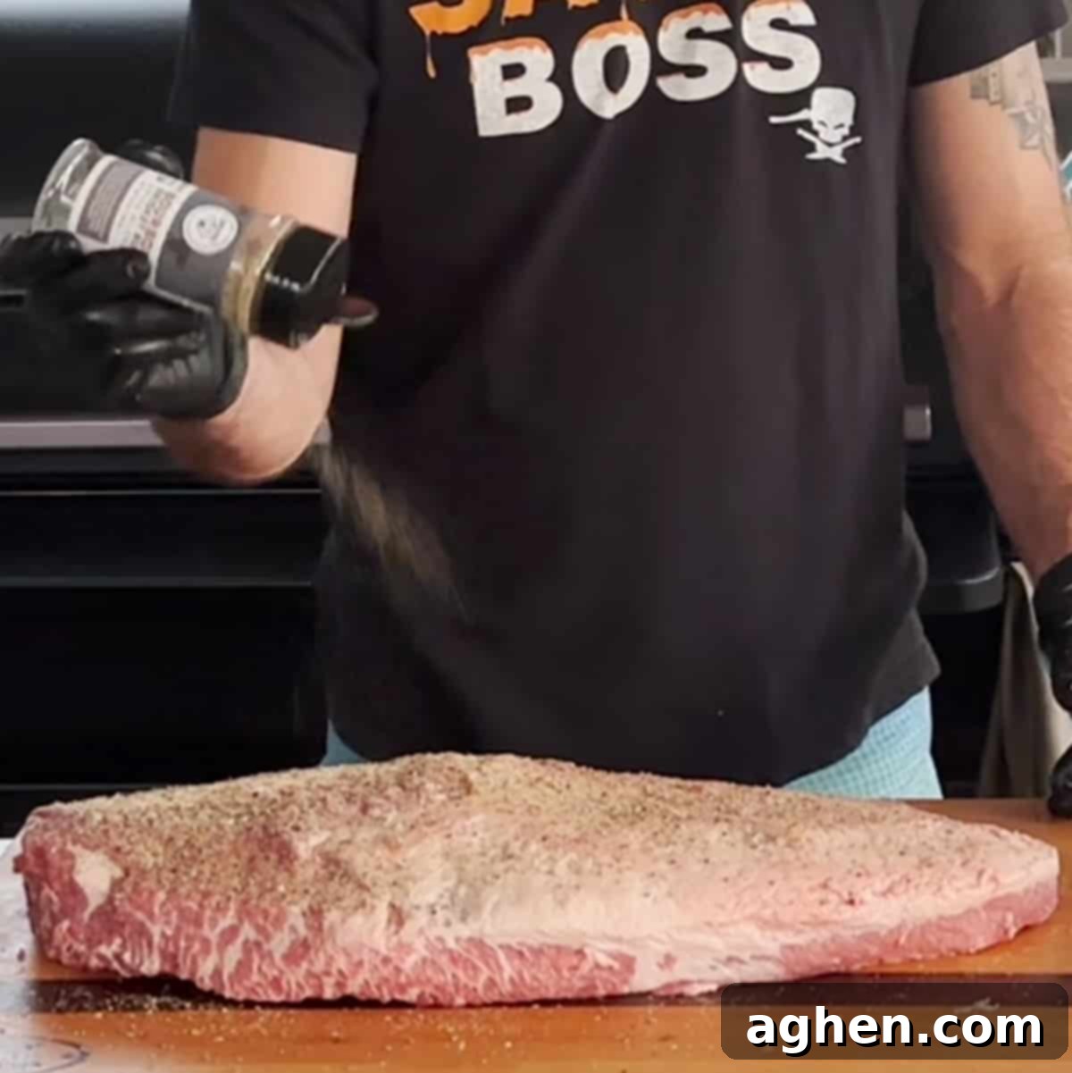 Traeger Brisket The Ultimate Guide To Perfection 5 Brisket generously coated with a dark dry rub, ready to be placed in the smoker for an overnight cook