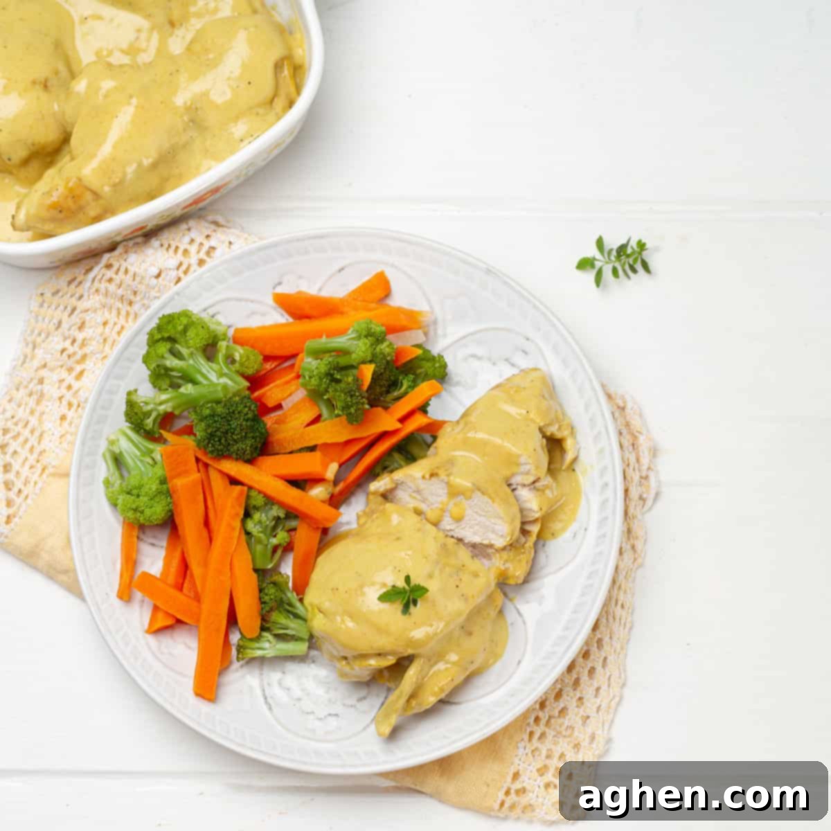 Instant Pot Honey Mustard Garlic Chicken: A Weight Watchers Game Changer 2 Instant Pot Honey Mustard Garlic Chicken platted