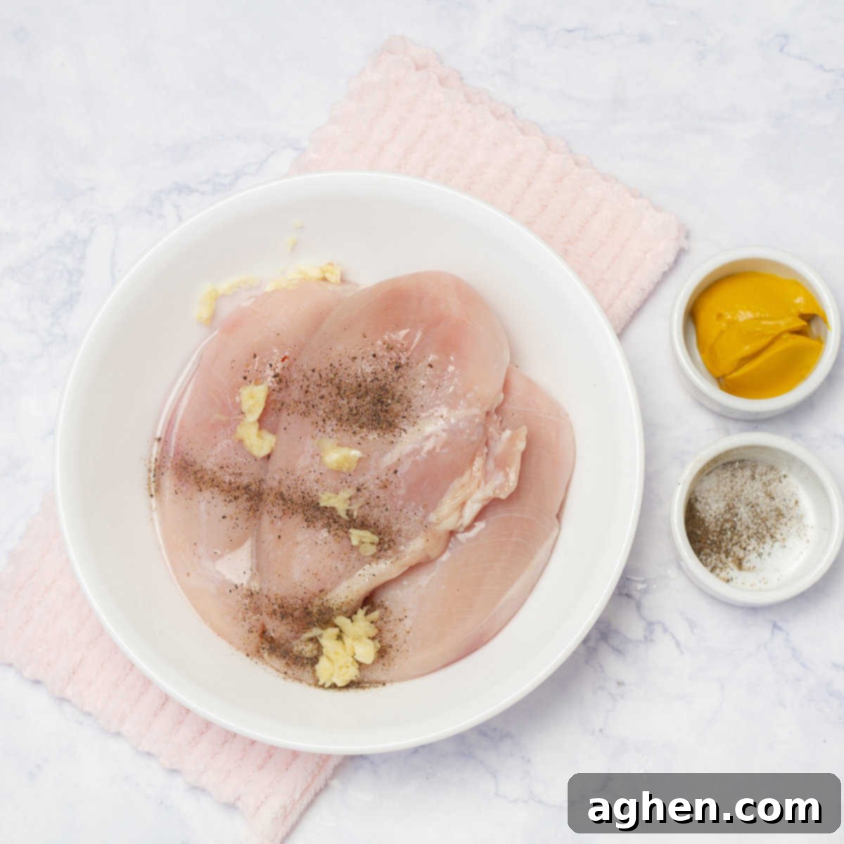 Instant Pot Honey Mustard Garlic Chicken: A Weight Watchers Game Changer 4 Season the chicken breasts with salt, pepper, and minced garlic