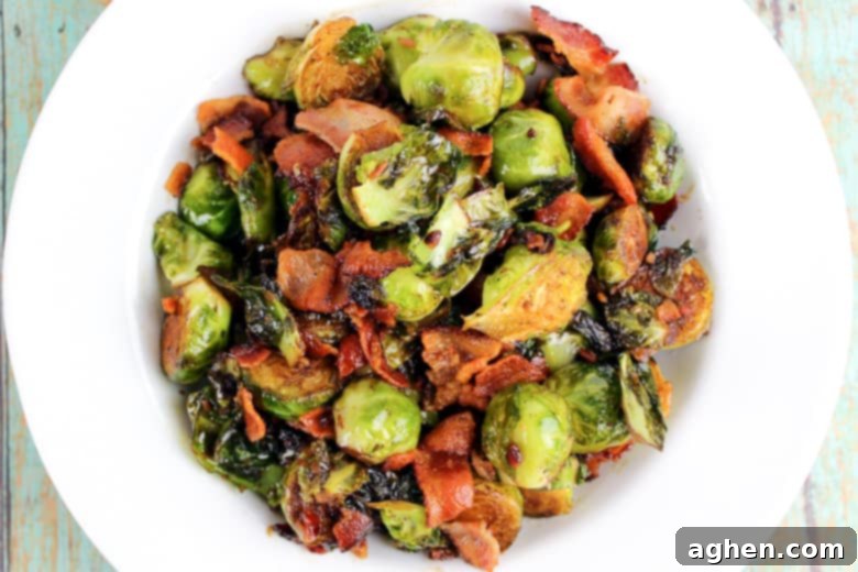 Brussel sprouts with bacon and balsamic reduction makes a delicious and easy side dish. These are seriously the best brussel sprouts ever.