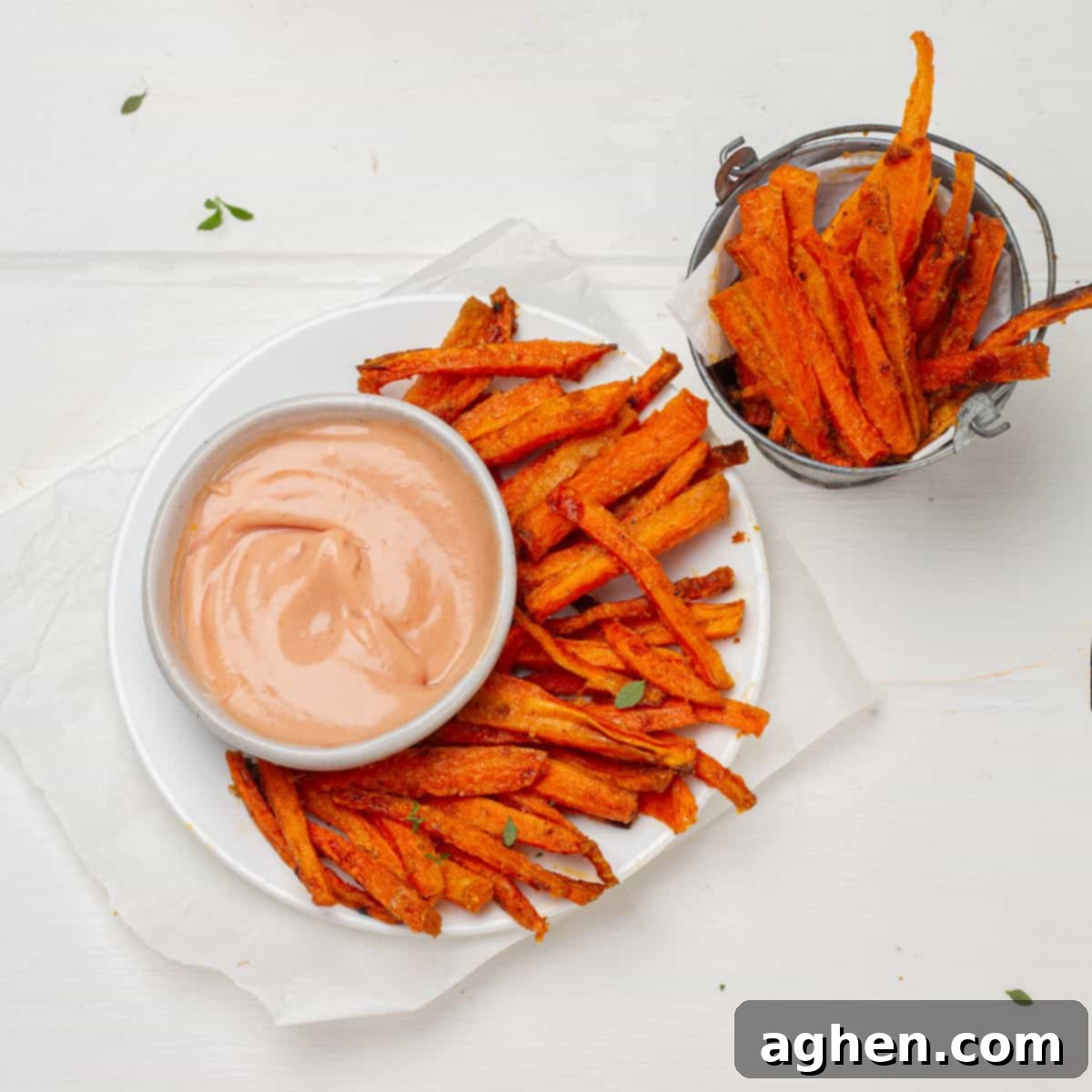 Roasted Carrot Fries 2 Crispy Air Fryer Carrot Fries served with a delicious dipping sauce
