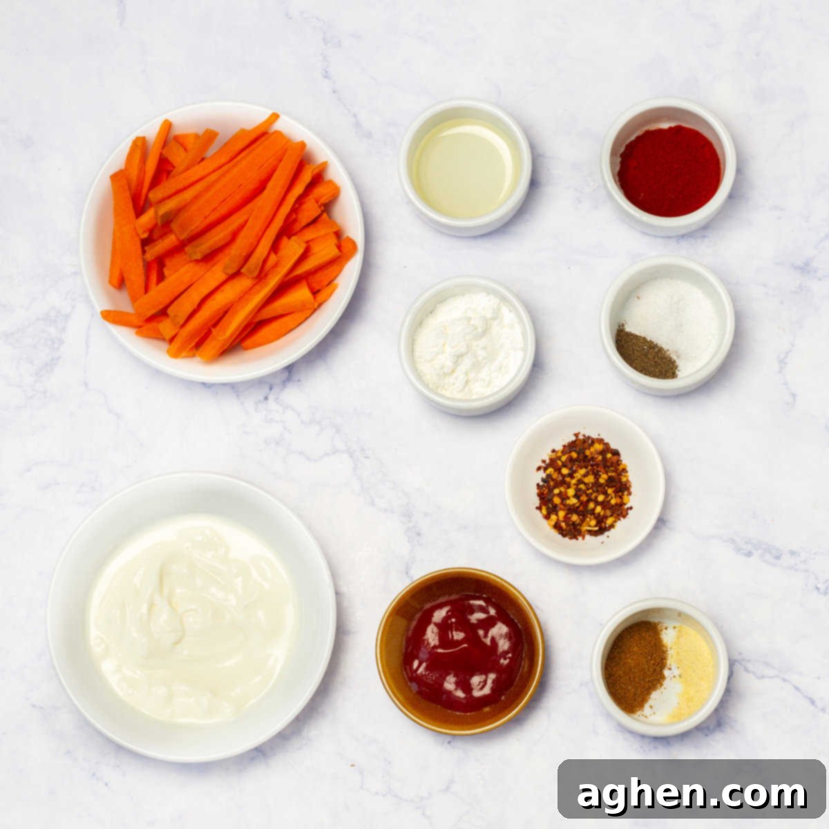 Roasted Carrot Fries 3 All the ingredients for Carrot Fries laid out for preparation