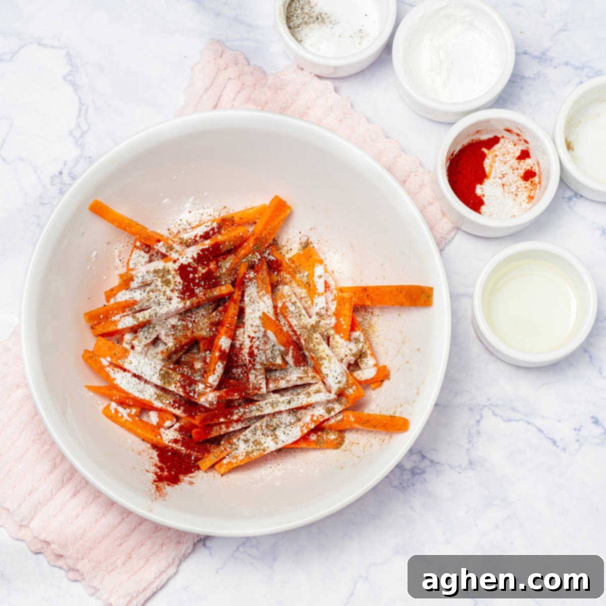 Roasted Carrot Fries 4 Add the carrot sticks to the bowl with the seasoning mixture