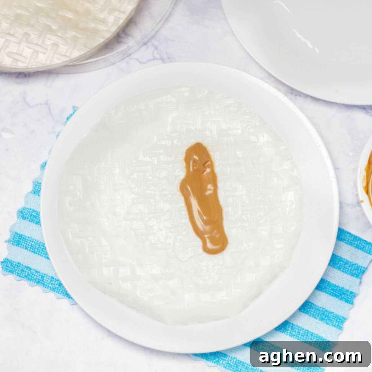 Healthy Weight Watchers Vietnamese Spring Rolls 6 Spring Rolls sauce poured on rice paper wrapper
