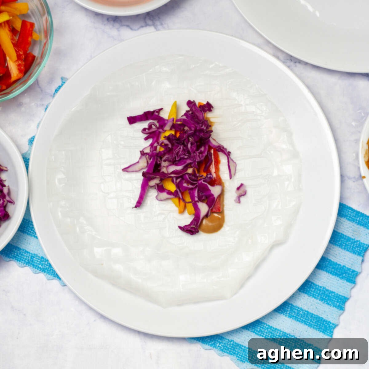 Healthy Weight Watchers Vietnamese Spring Rolls 7 Assemble the rolls with vegetable Julienne