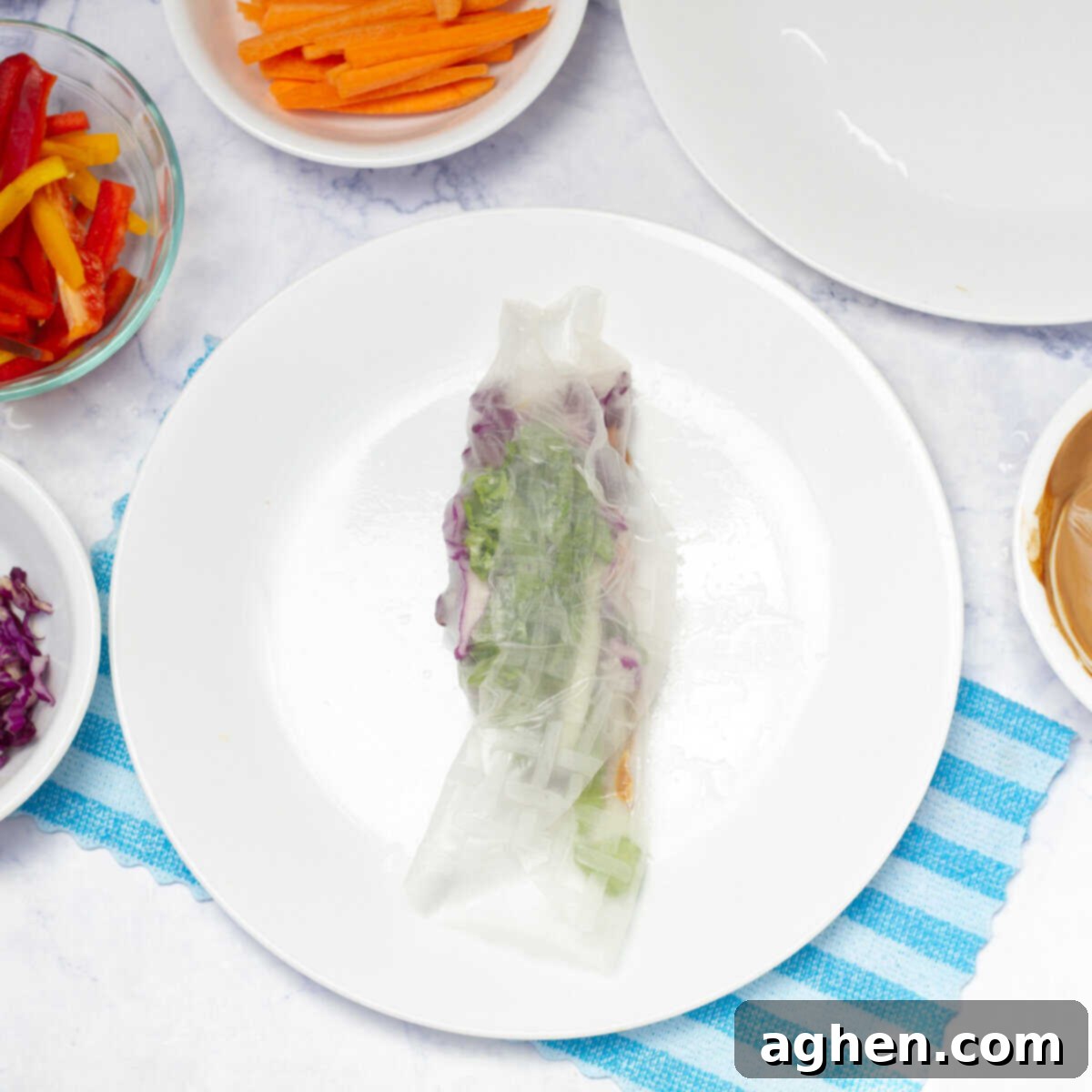Healthy Weight Watchers Vietnamese Spring Rolls 8 Fold the bottom edge of the rice paper over the filling
