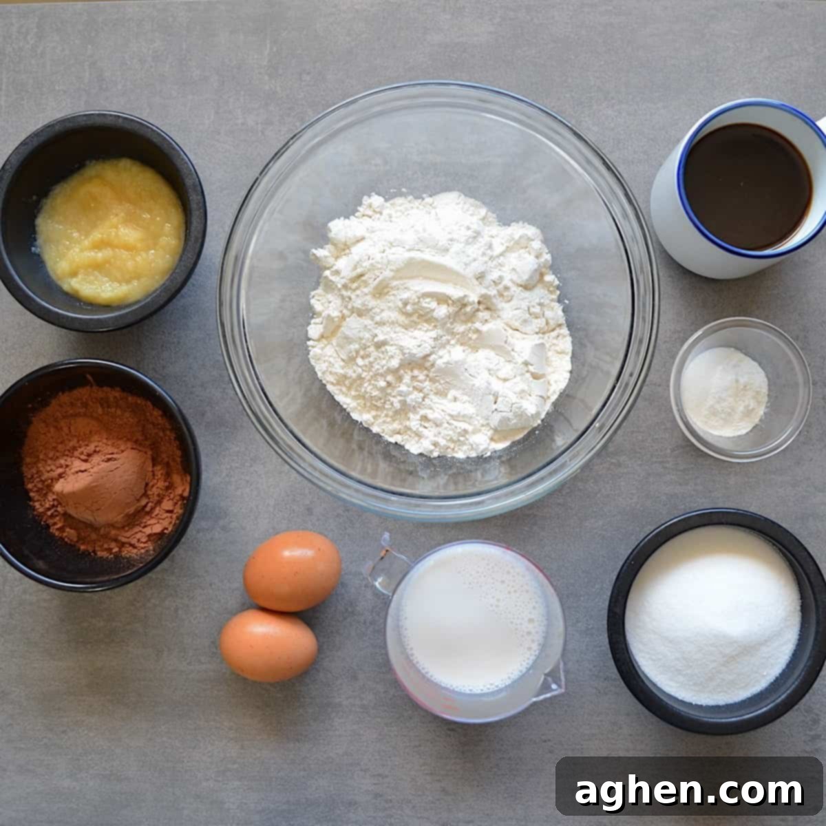 Indulge Guilt-Free Weight Watchers Low Point Mud Cake 3 Measured ingredients for homemade cake
