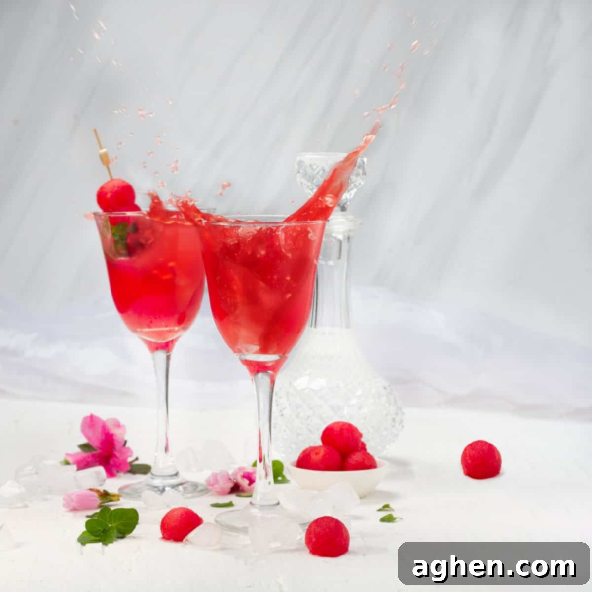 3 Point Weight Watchers Watermelon Martini 2 Weight watchers watermelon martini in clear glass, garnished with mint and watermelon