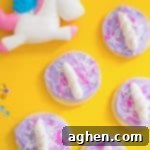 Easy unicorn cookies with fondant unicorn horn and sprinkles