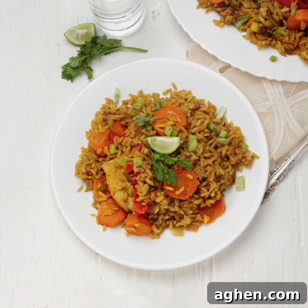 Easy Instant Pot Cuban Arroz Con Pollo 2 Cuban Instant Pot Chicken and Rice served in a plate