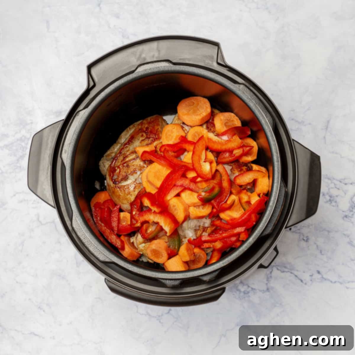 Easy Instant Pot Cuban Arroz Con Pollo 5 Sauté all vegetables in instant pot