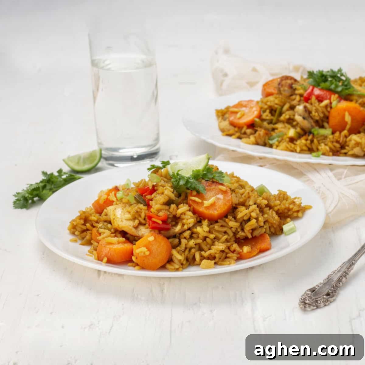 Easy Instant Pot Cuban Arroz Con Pollo 8 Cuban Instant Pot Chicken and Rice served in two plates
