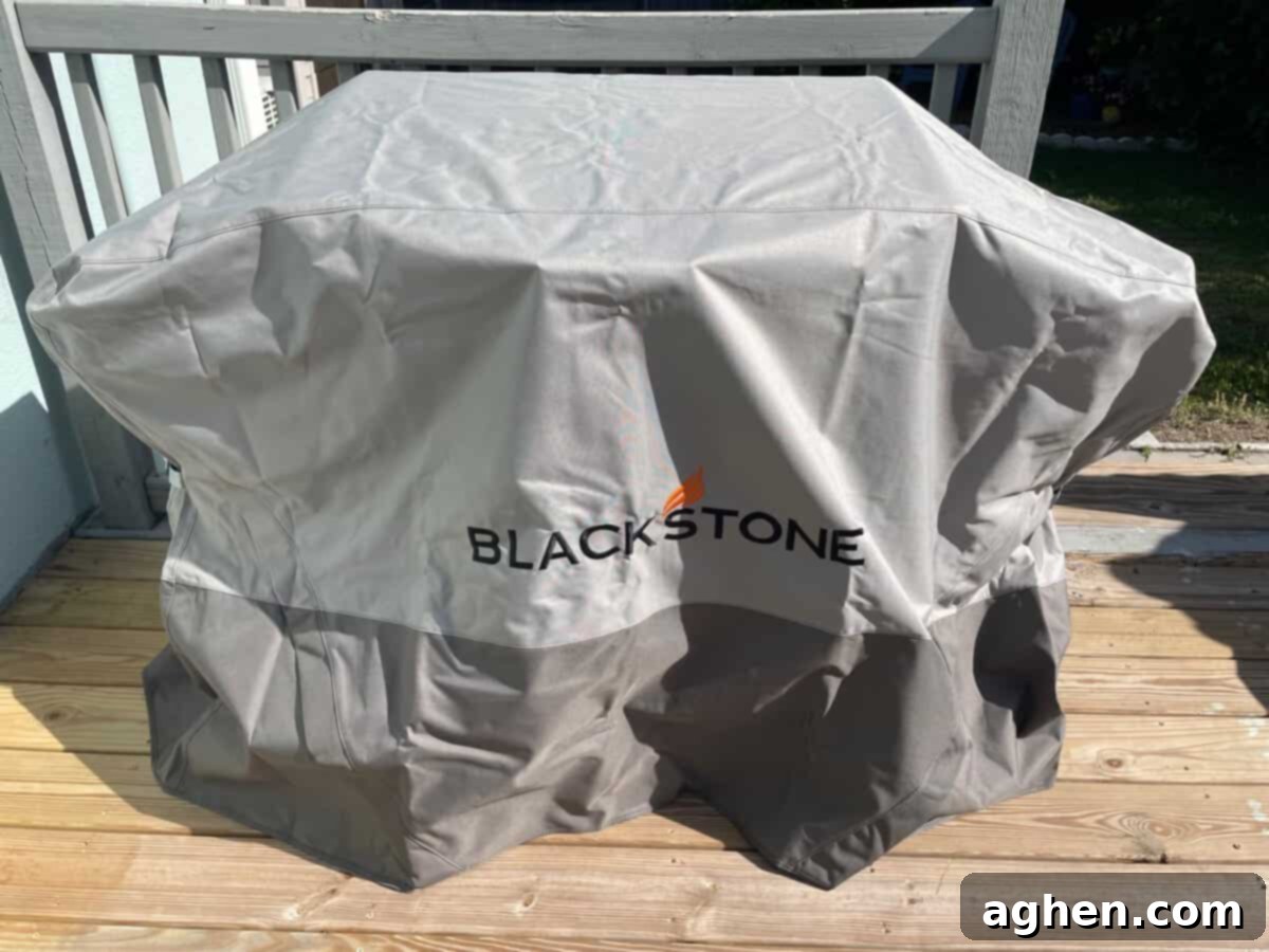 covered blackstone griddle on deck