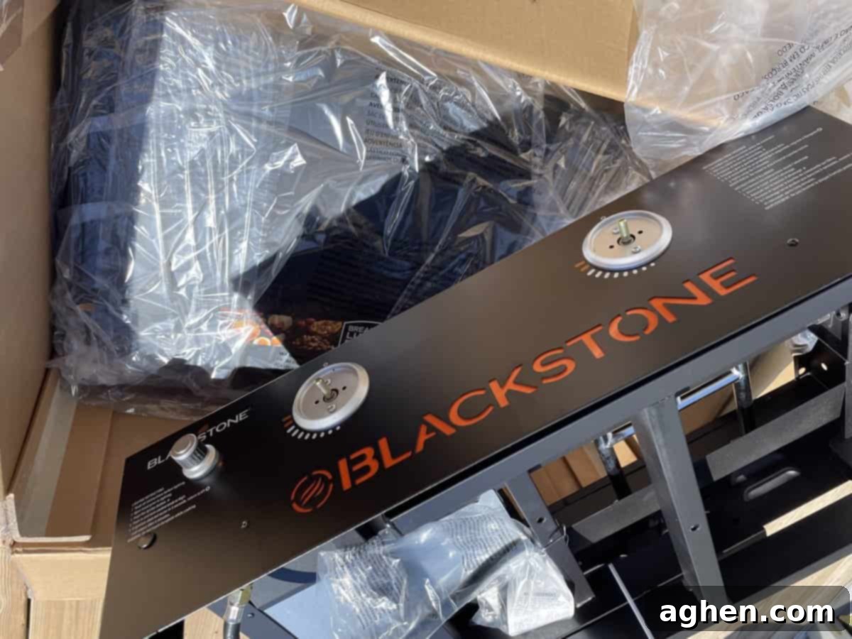 blackstone griddle pieces being unboxed