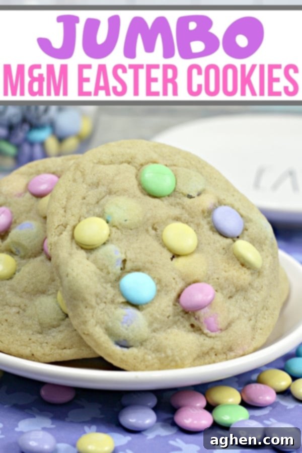 These jumbo Easter cookies are packed with pastel M&M candies and make a delicious and easy dessert, perfect for Easter or for Spring in general.