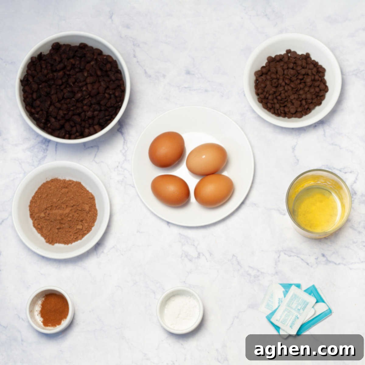 Guilt-Free Black Bean Brownies 3 Blender Black Bean Brownies Ingredients laid out on a table