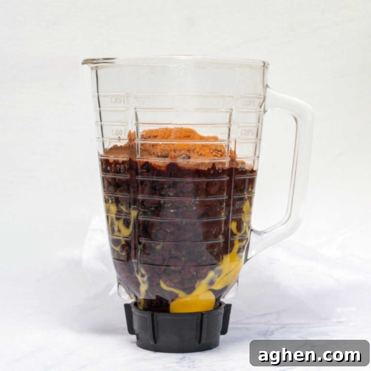 Guilt-Free Black Bean Brownies 4 Blender Black Bean Brownies ingredients in blender before blending