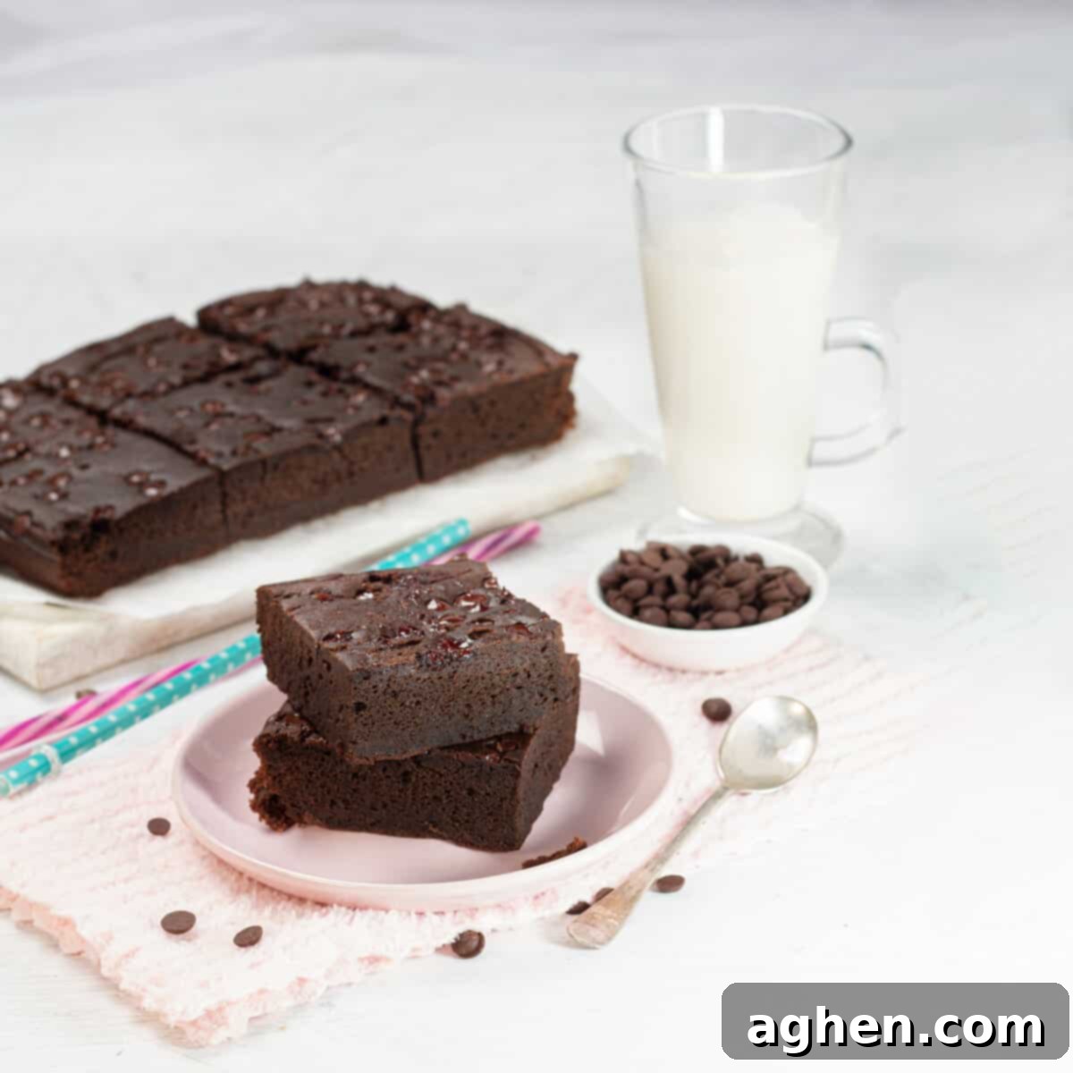 Guilt-Free Black Bean Brownies 7 Finished Blender Black Bean Brownies served in a plate with milk glass