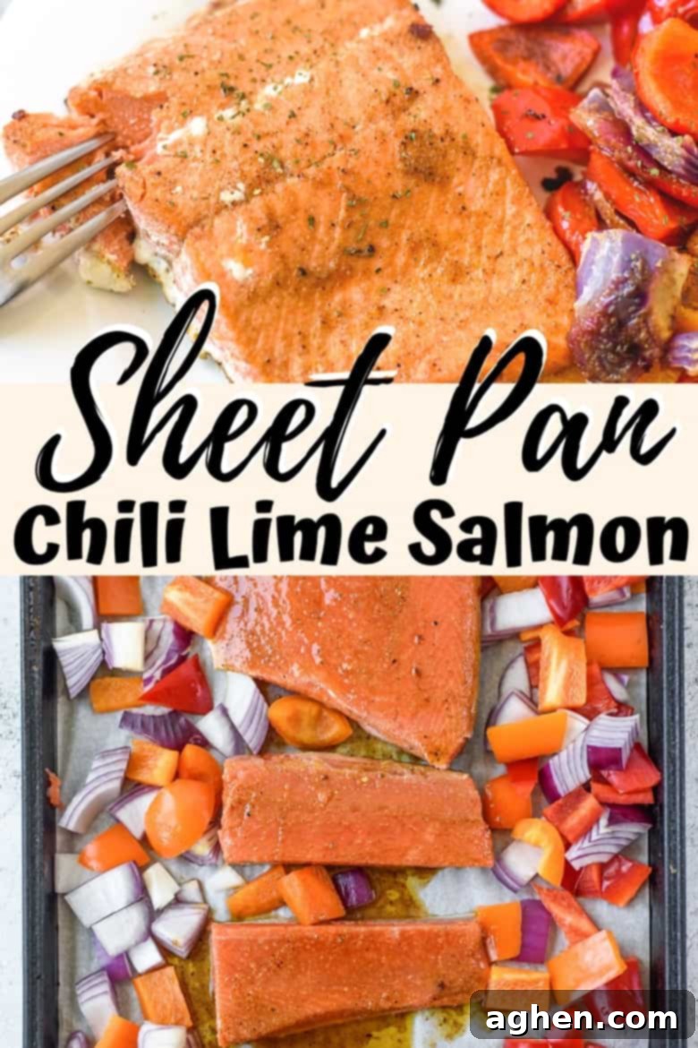 You can have this sheet pan chili lime salmon dinner on the table in under 30 minutes -- a perfect sheet pan dinner recipe for busy weeknights.