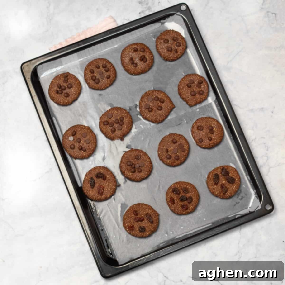 Irresistible Gluten-Free Chocolate Treats 6 Chocolate Cookies arranged in backing tray