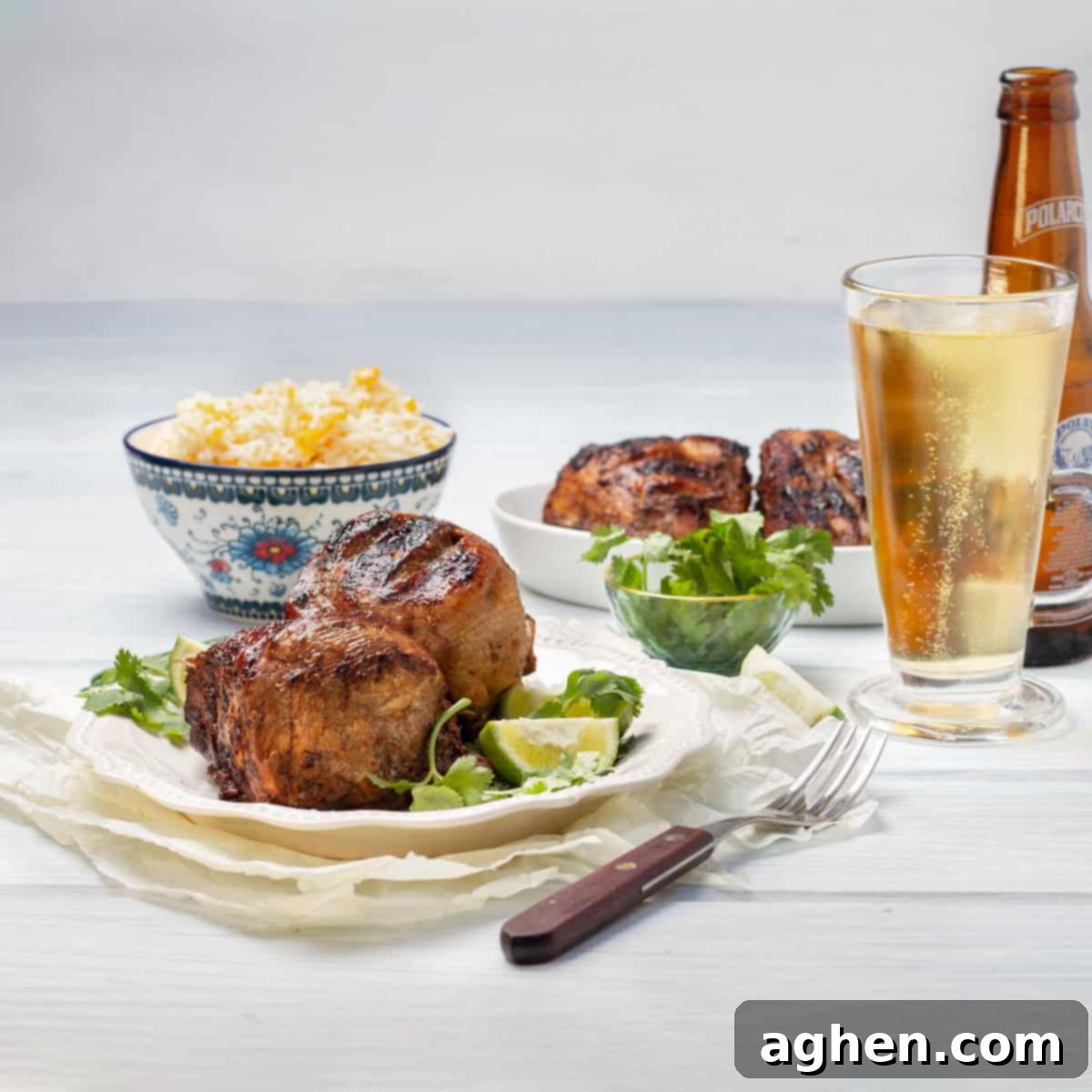 Serve the Jerk Chicken hot with various side dishes