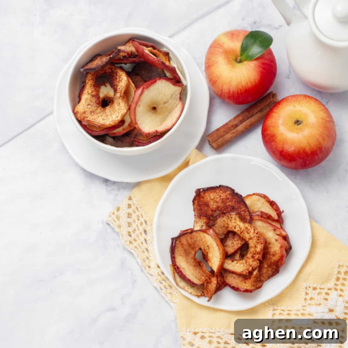 Oven Baked Apple Chips with two whole apples
