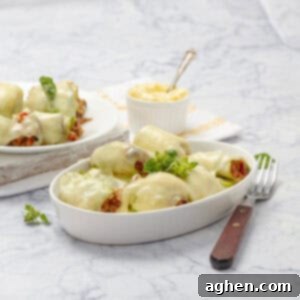 Zucchini Cannelloni served in two plates, a healthy Italian dish.