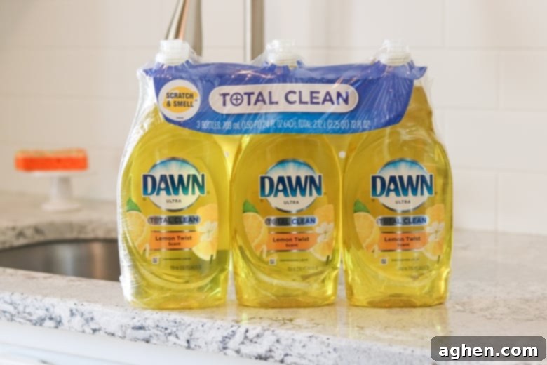 A 3-pack of yellow Dawn Total Clean Lemon Twist Dish Soap, offering a refreshing scent for cleaning tasks