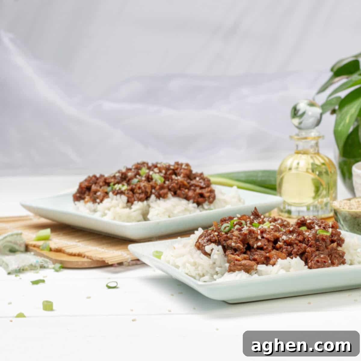 Weight Watchers Domuz Bulgogisi Dolu Dolu Lezzet 7 Pork Bulgogi beautifully plated and garnished with sesame seeds