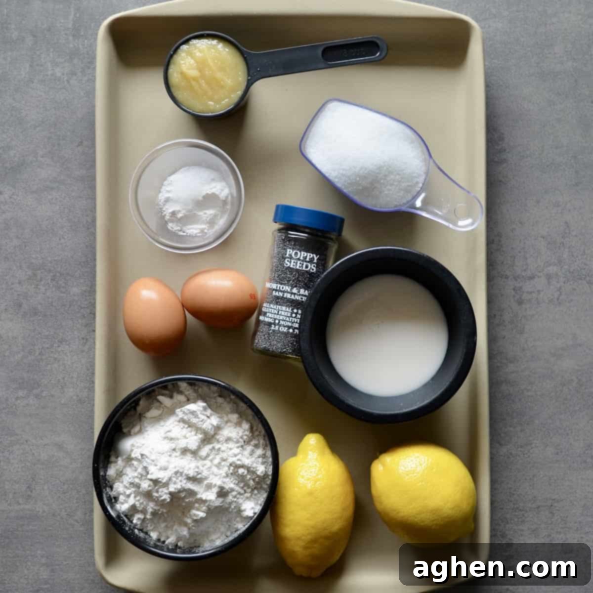 Weight Watchers Lemon Poppy Seed Loaf: A Slice of Pure Joy 3 Collection of ingredients laid out for making the healthy lemon poppy seed loaf batter in preparation for baking