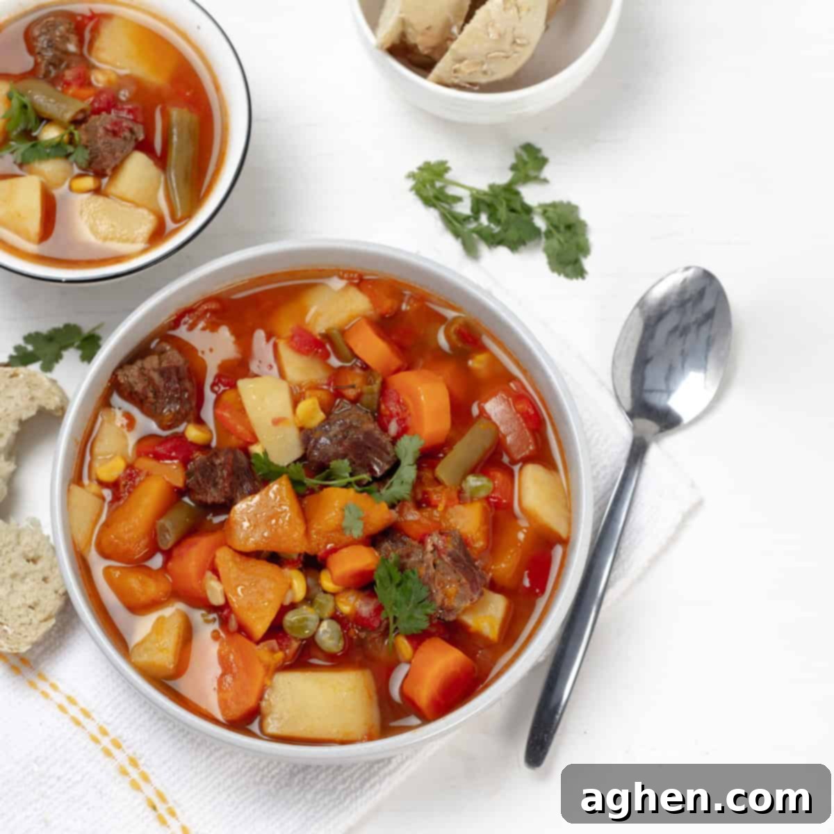 Beef and Vegetable Soup in a bowl