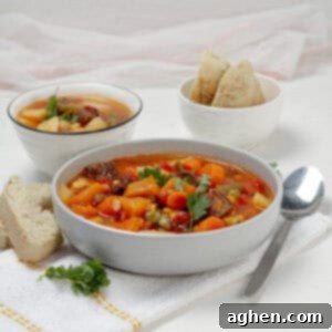 Beef and Vegetable Soup in a bowl