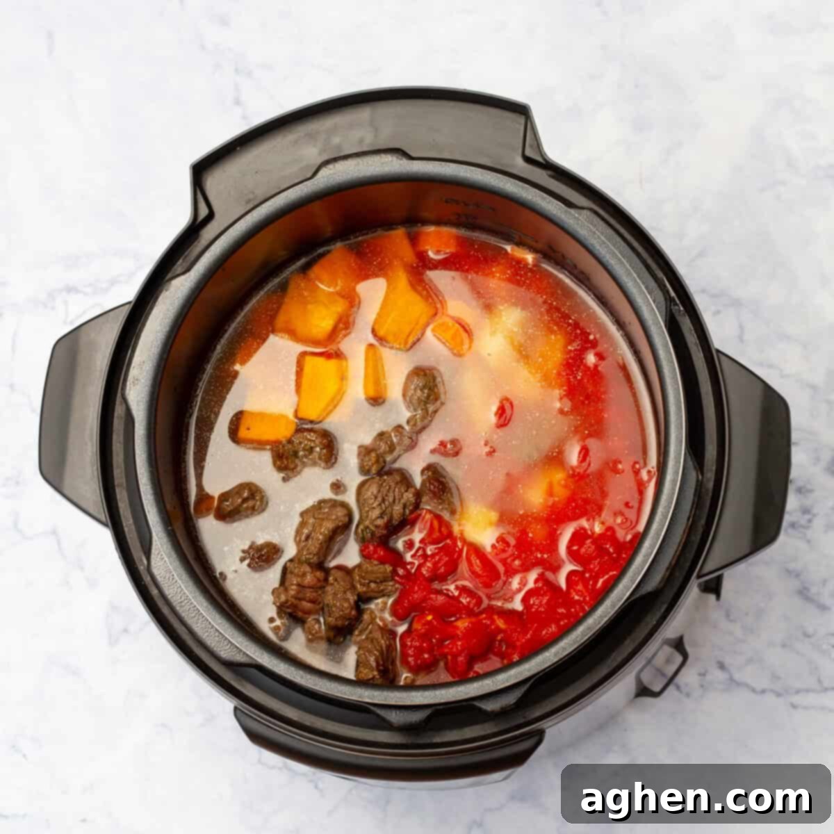 add vegetable or beef broth to instant pot