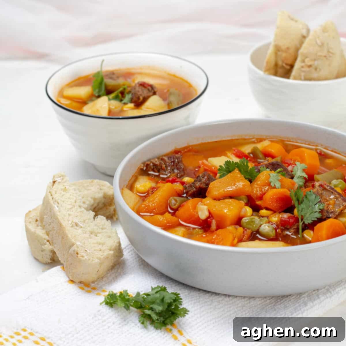 Beef and Vegetable Soup in a bowl