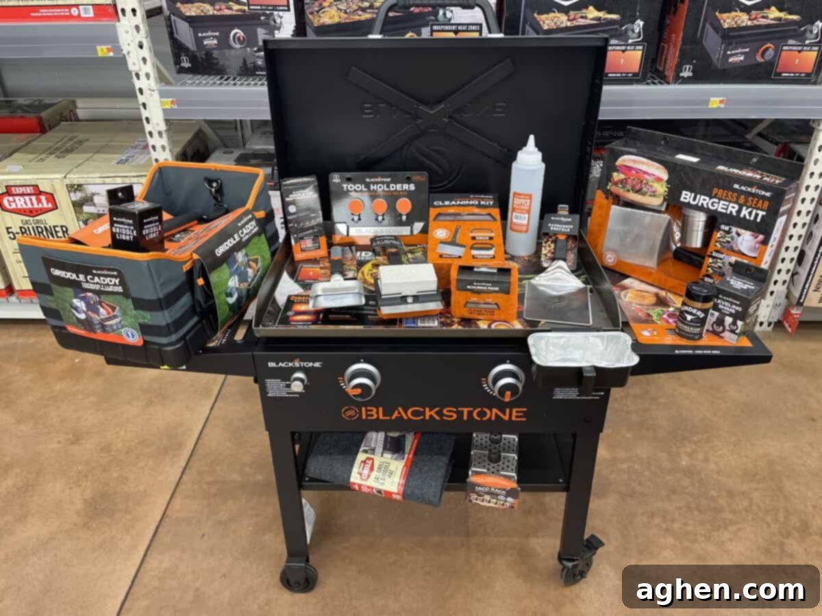 15 Blackstone Griddle Accessories to Elevate Your Outdoor Cooking 2 blackstone grill on display with accessories on it