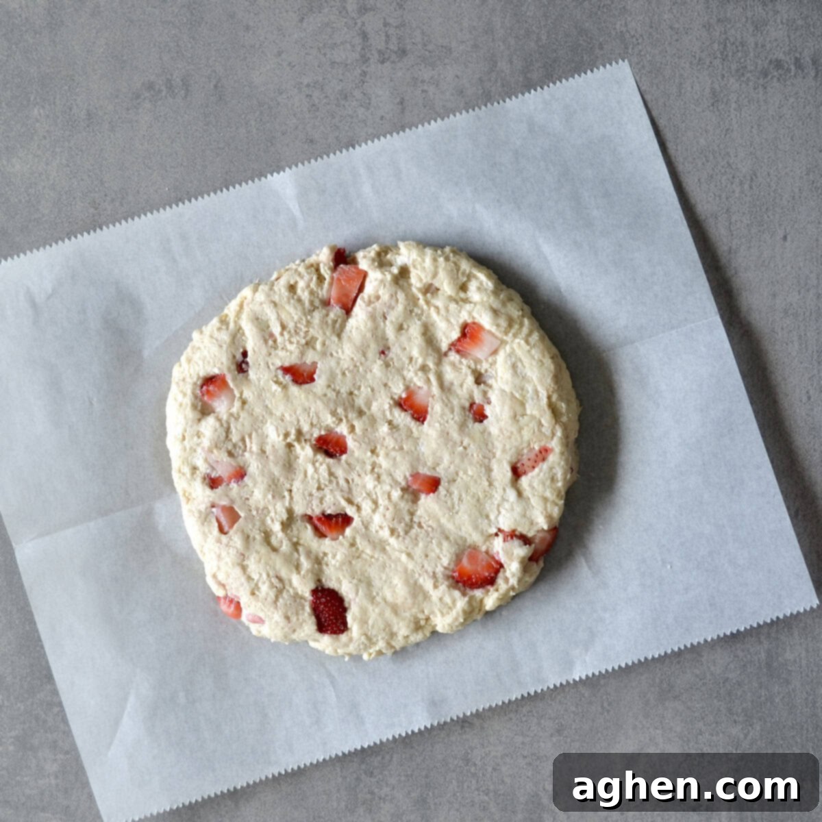 Scone dough on parchment paper