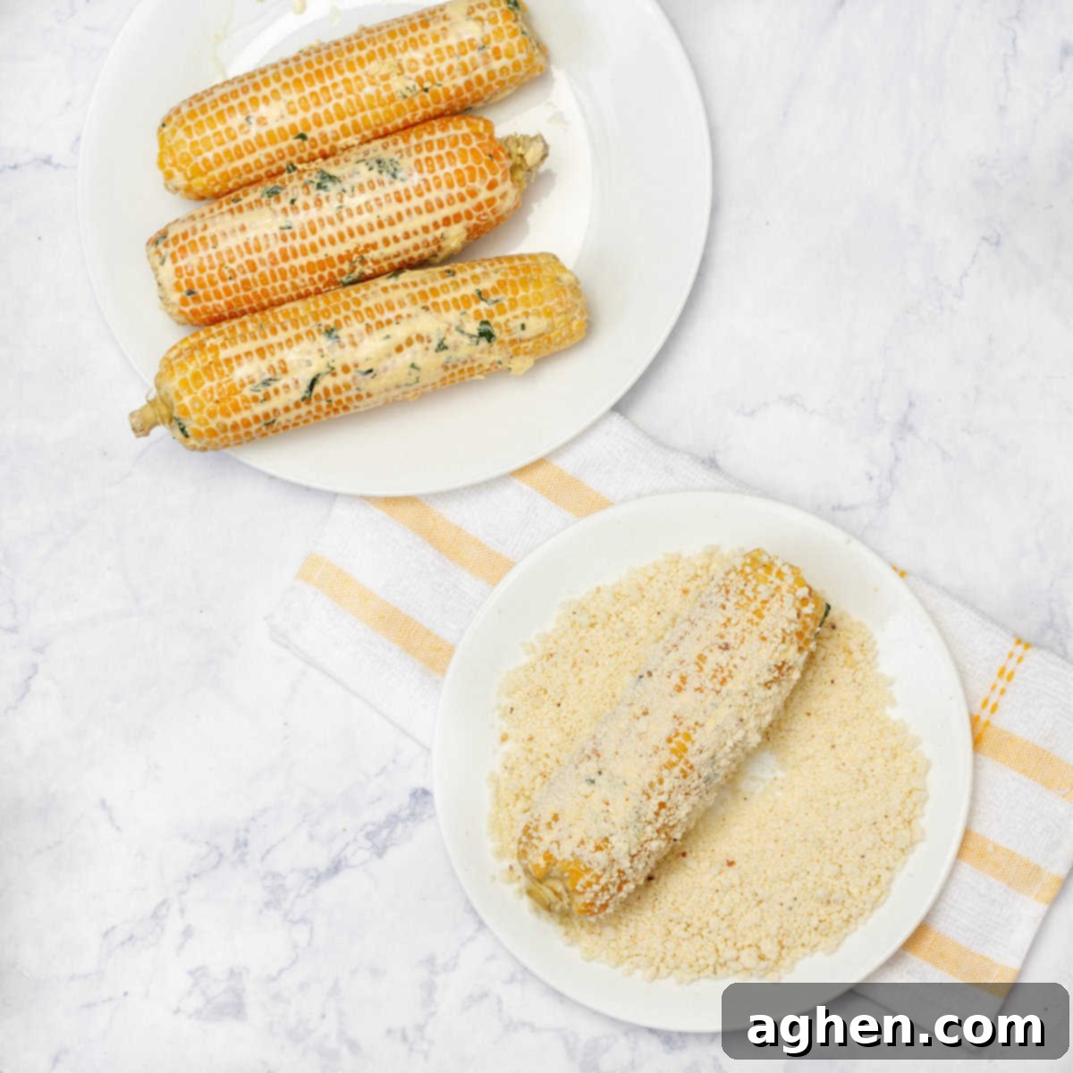 Roll each coated ear of corn in the crumbled