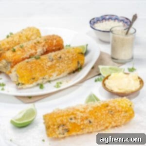 Mexican Street Corn served with yogurt and cheese