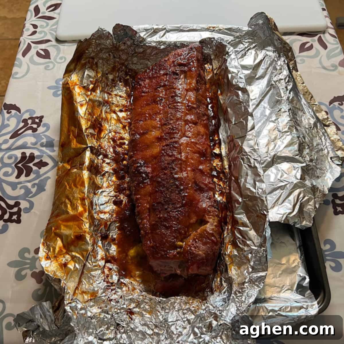 Award Winning Smoked Baby Back Ribs 12 Ribs after being unwrapped from foil, ready for the final step.
