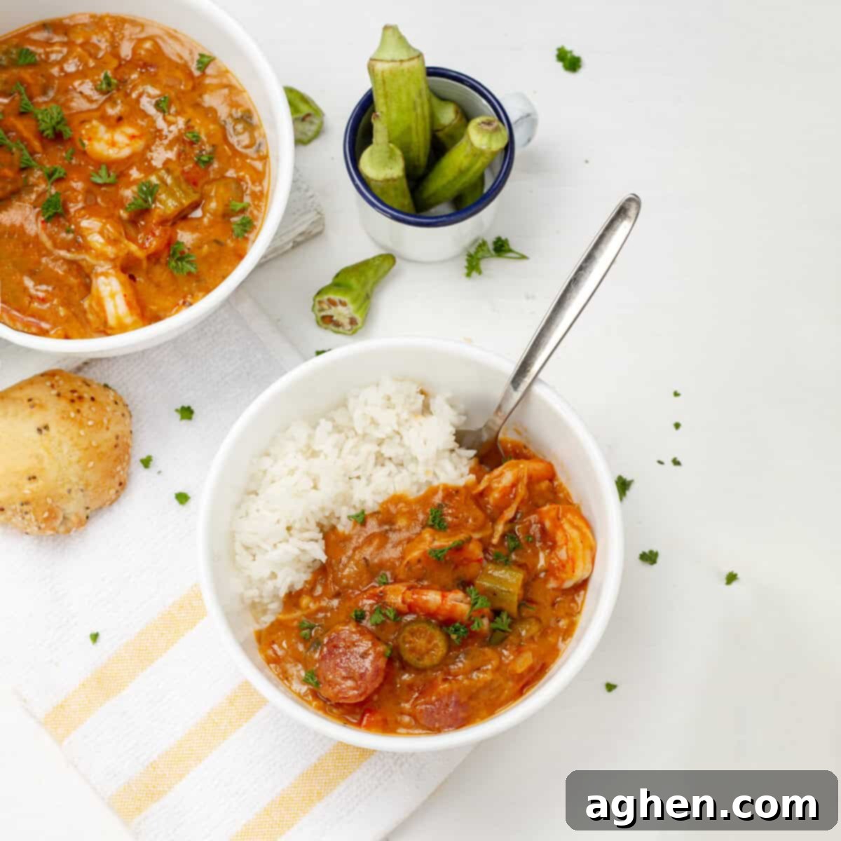 My Weight Watchers Gumbo Recipe: Enjoy Gumbo Guilt-Free 2 Gumbo served with rice in a bowl