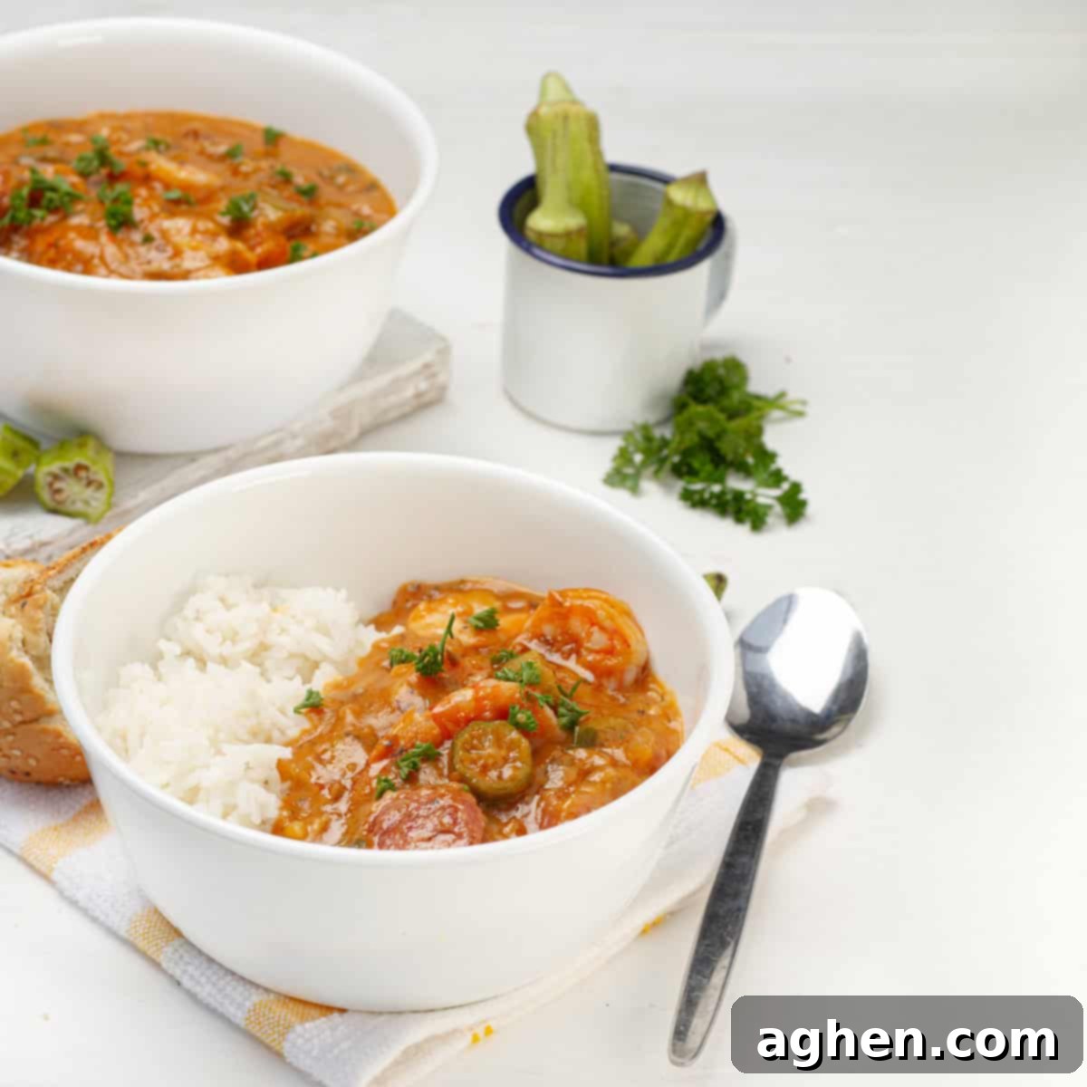 My Weight Watchers Gumbo Recipe: Enjoy Gumbo Guilt-Free 10 Gumbo served with rice in a bowl