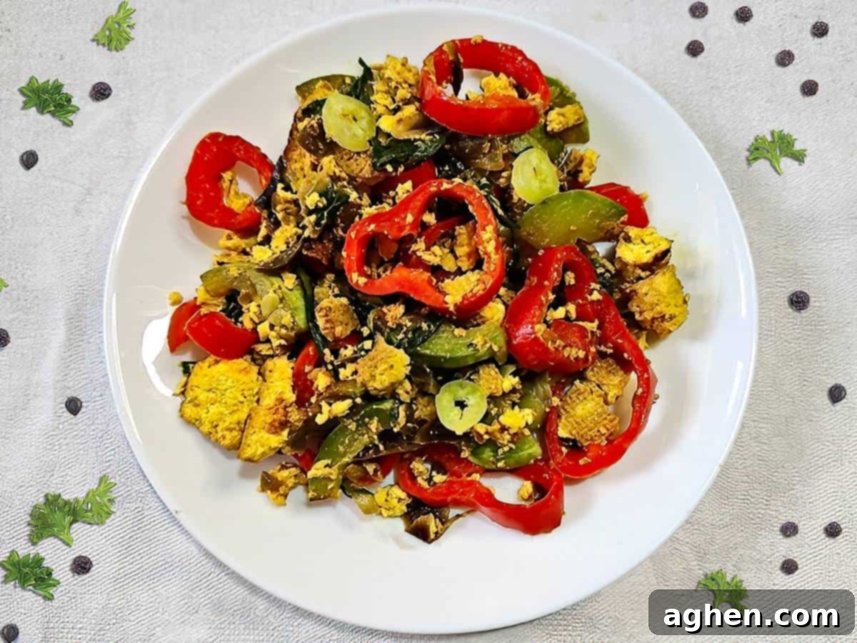 plated vegan tofu scramble