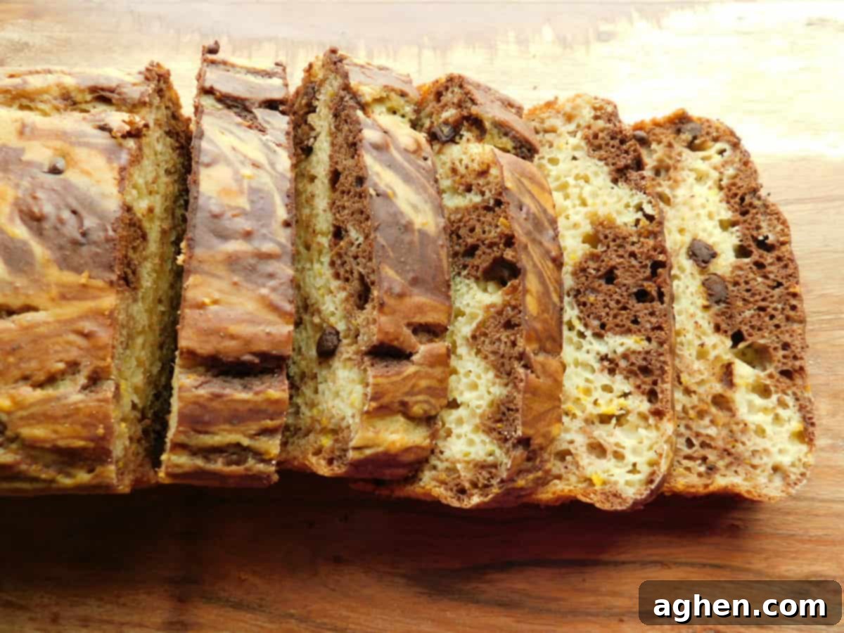 Delicious Orange and Dark Chocolate Marble Loaf, perfect for breakfast or dessert