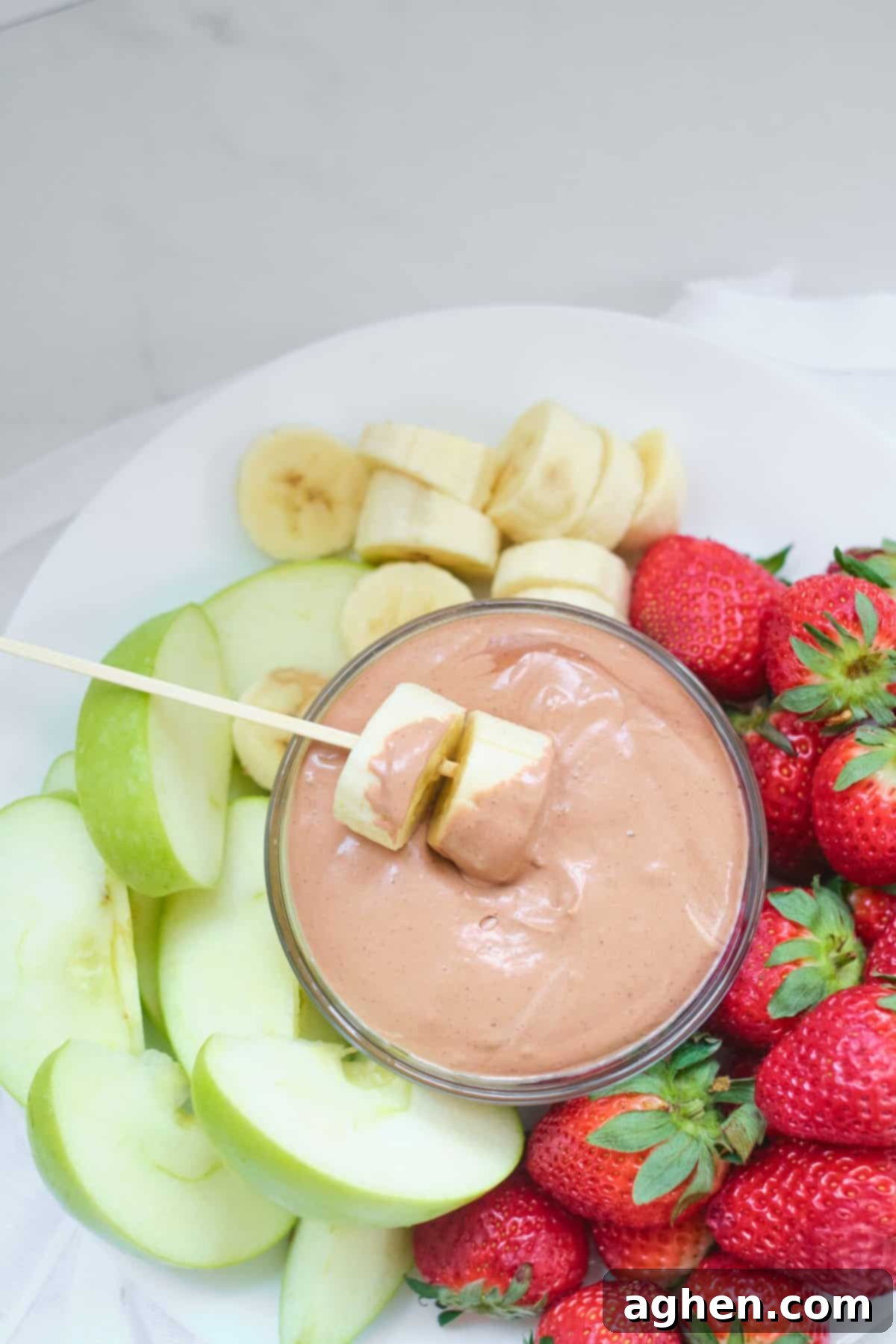 Weight Watchers Chocolate Peanut Butter Fruit Dip with fresh fruit