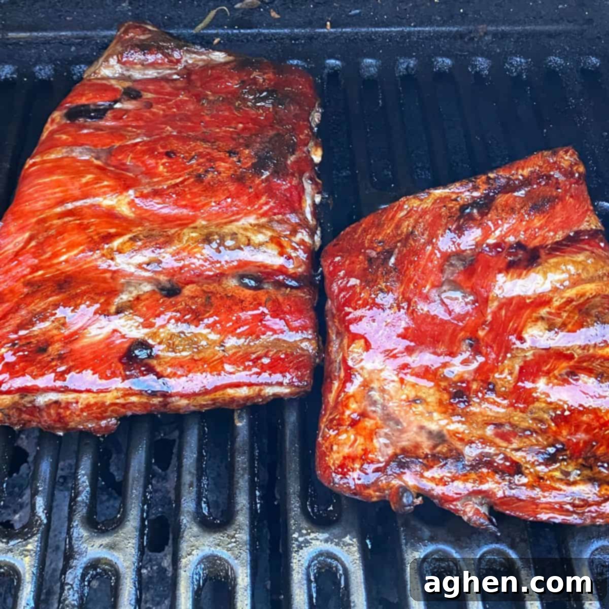 Masterbuilt Smoker Secrets for Irresistible Ribs 5 ribs out of smoker and placed on grill to get grill marks